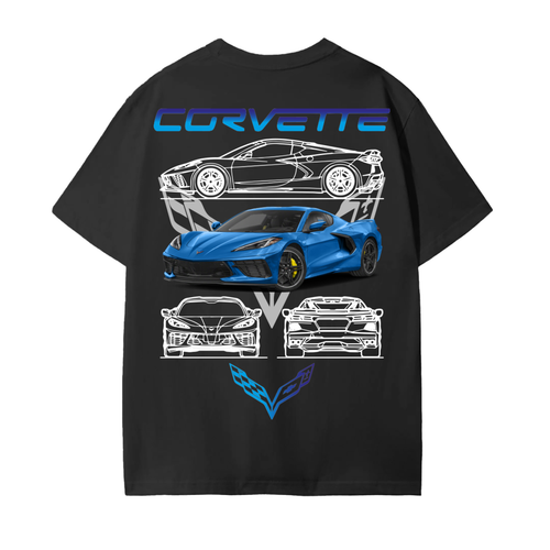 BLUE C8 VETTE Unisex Cotton T-Shirt