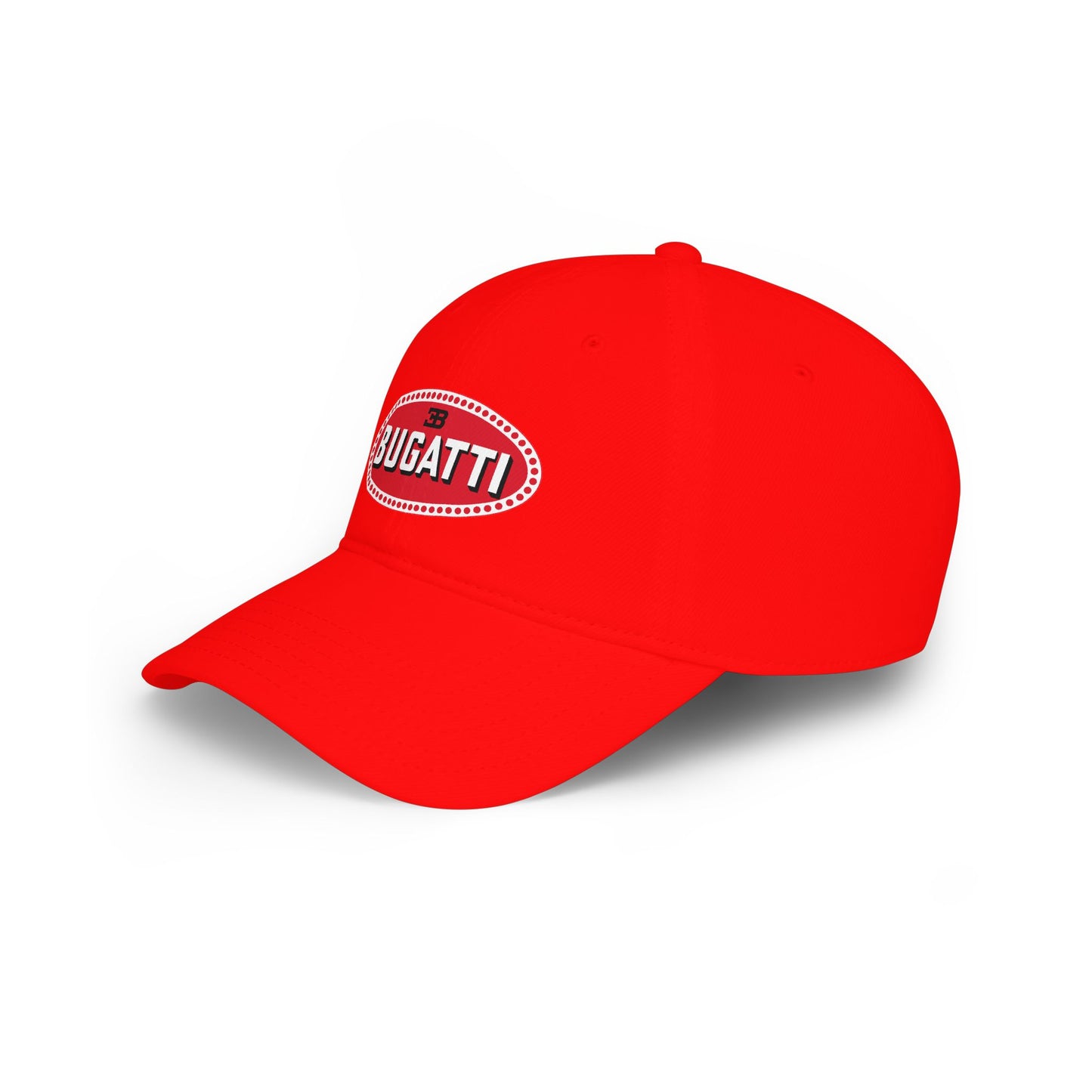 Bugatti Logo Baseball Cap — Vintage Red Oval Car Enthusiast Hat