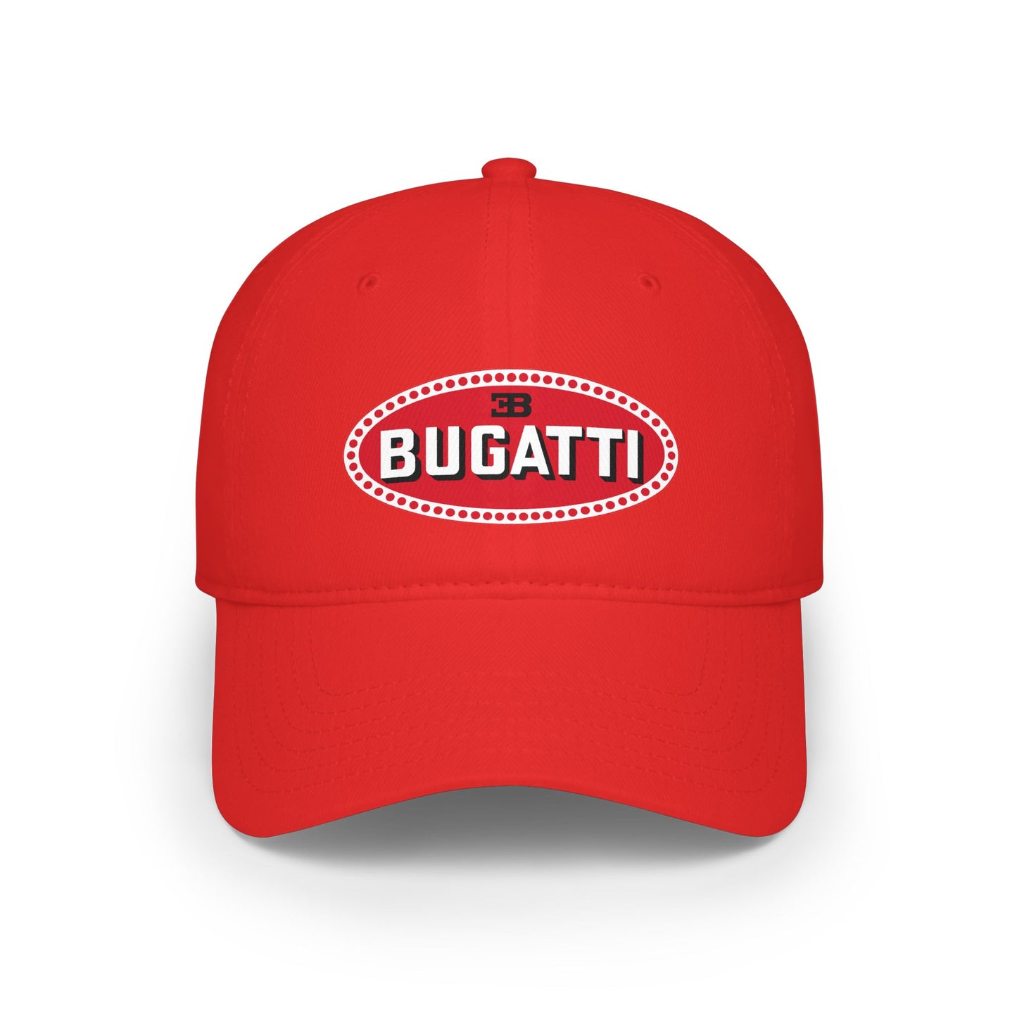 Bugatti Logo Baseball Cap — Vintage Red Oval Car Enthusiast Hat