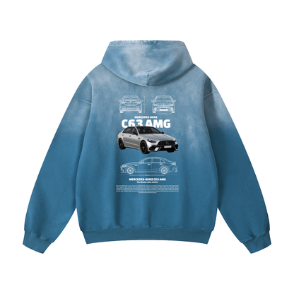 GRAY C63 AMG Heavyweight Sunfade Oversized Hoodie