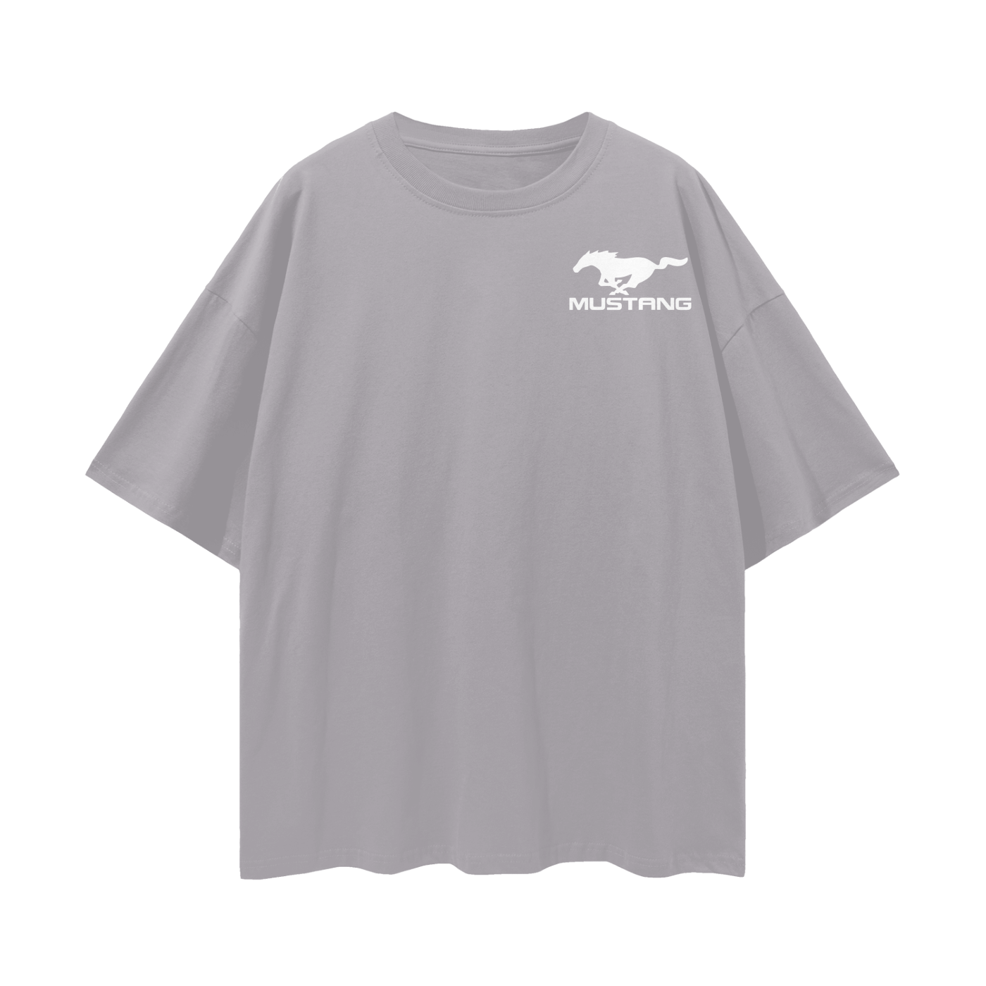 NEED MONEY FOR MUSTANG LOGO FRONT Streetwear Loose Drop Shoulder T-Shirt