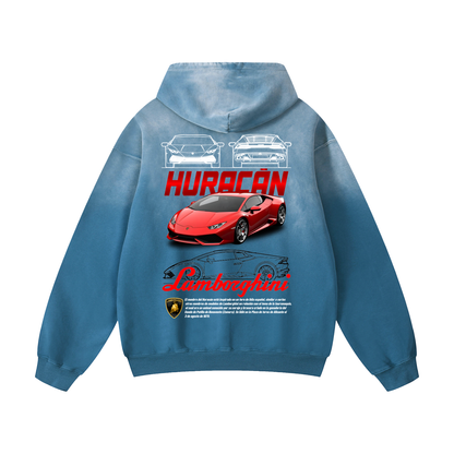 RED HURACAN Heavyweight Sunfade Oversized Hoodie