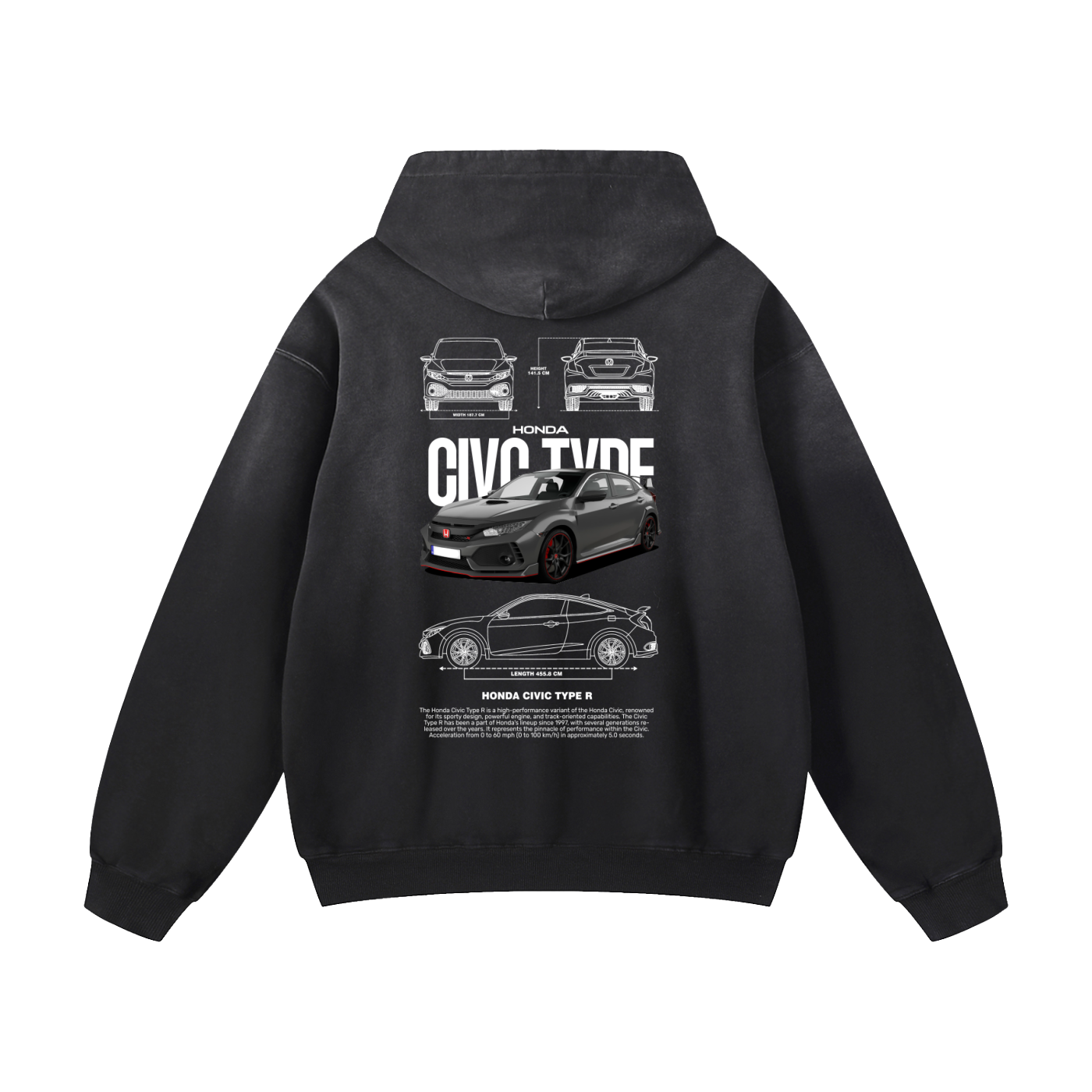 HONDA CIVIC TYPE R Heavyweight Sunfade Oversized Hoodie