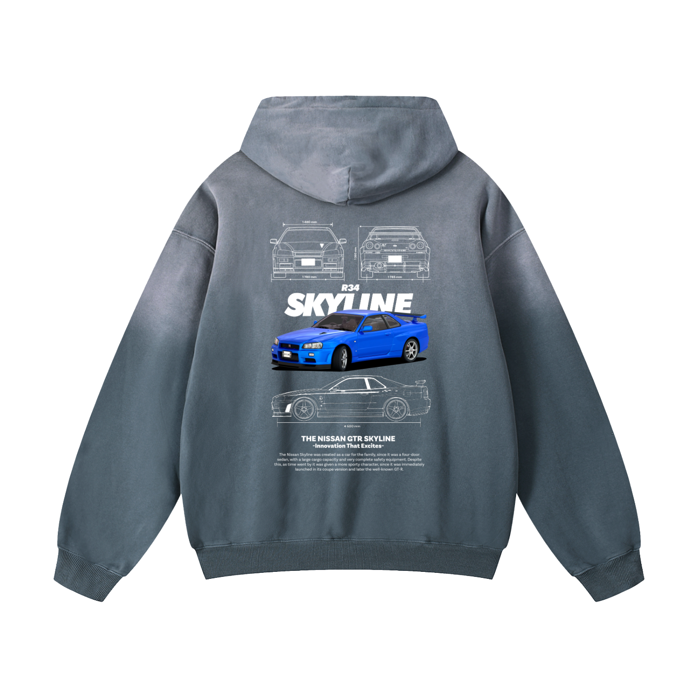 BLUE SKYLINE Heavyweight Sunfade Oversized Hoodie