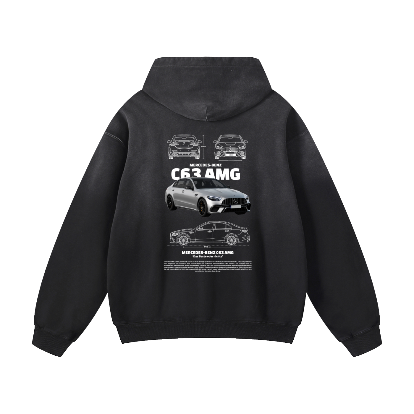 GRAY C63 AMG Heavyweight Sunfade Oversized Hoodie