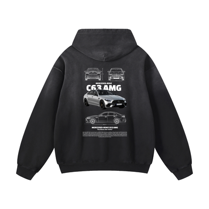 GRAY C63 AMG Heavyweight Sunfade Oversized Hoodie