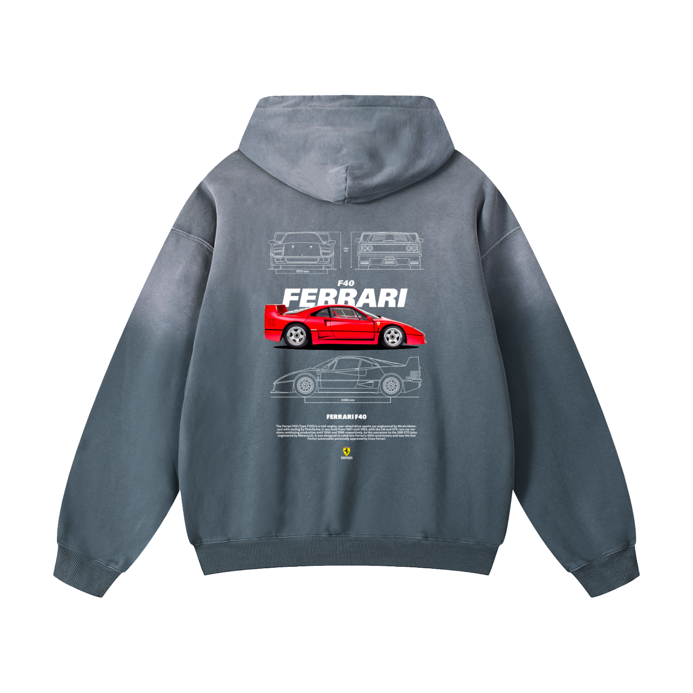 RED F40 Heavyweight Sunfade Oversized Hoodie