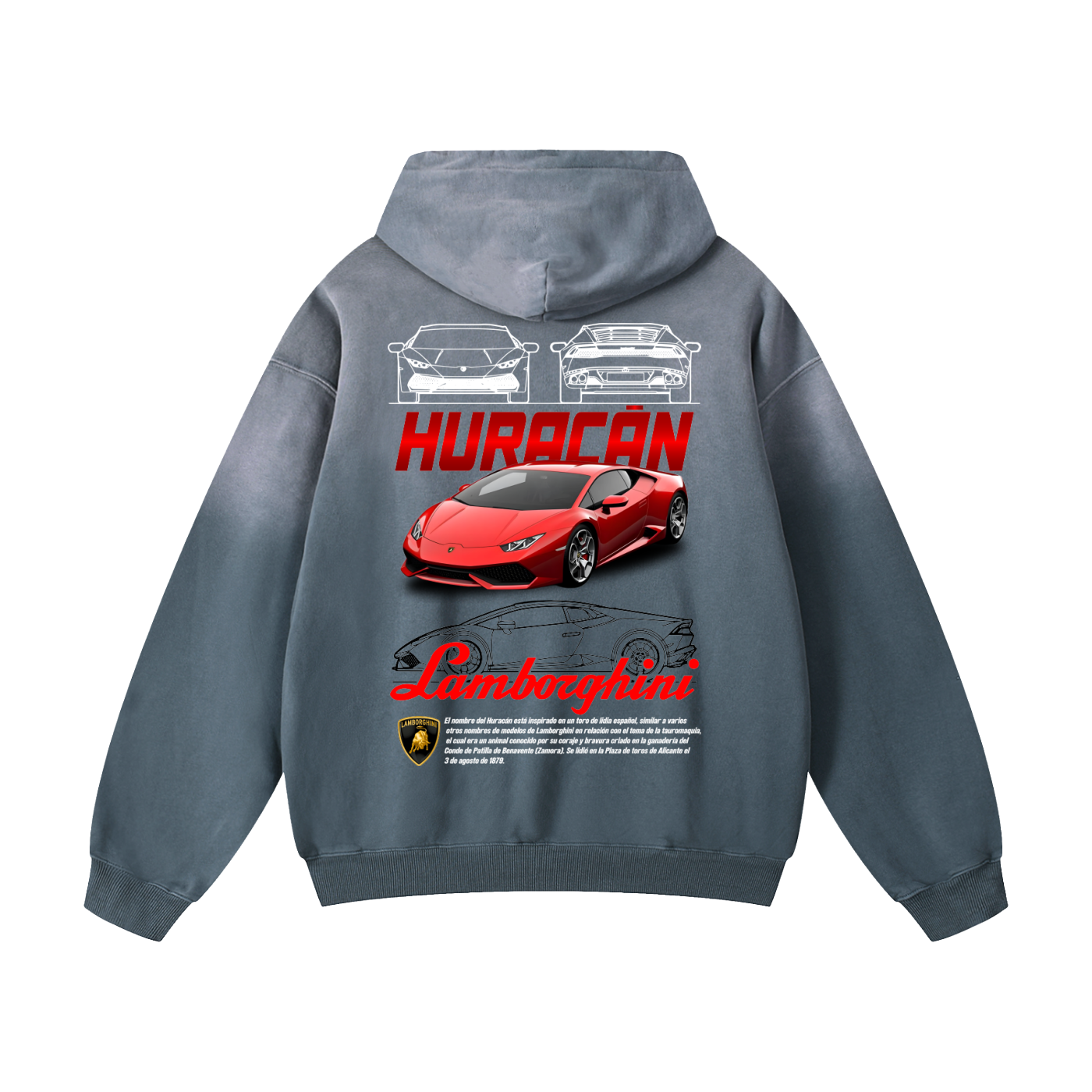 RED HURACAN Heavyweight Sunfade Oversized Hoodie