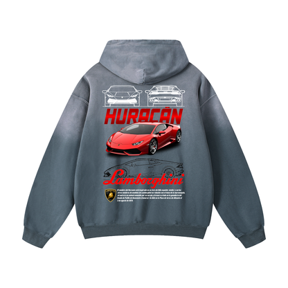 RED HURACAN Heavyweight Sunfade Oversized Hoodie