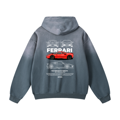 RED F8 Heavyweight Sunfade Oversized Hoodie