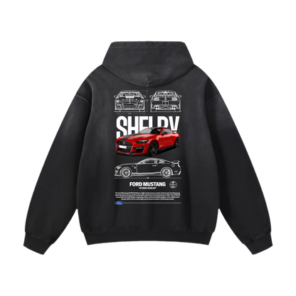 RED SHELLBY GT 500 Heavyweight Sunfade Oversized Hoodie