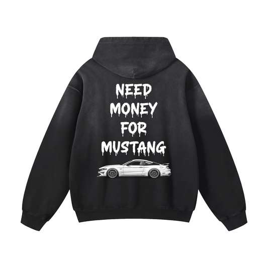NEED MONEY FOR MUSTANG Heavyweight Sunfade Oversized Hoodie