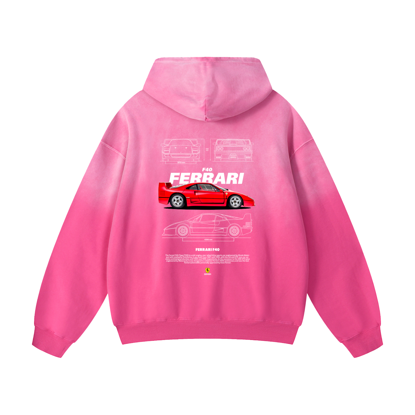 RED F40 Heavyweight Sunfade Oversized Hoodie