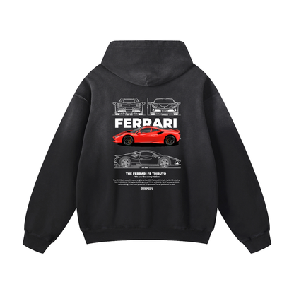 RED F8 Heavyweight Sunfade Oversized Hoodie