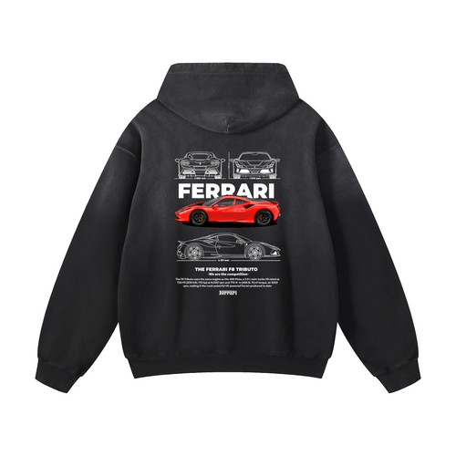 RED F8 Heavyweight Sunfade Oversized Hoodie