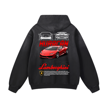 RED HURACAN Heavyweight Sunfade Oversized Hoodie