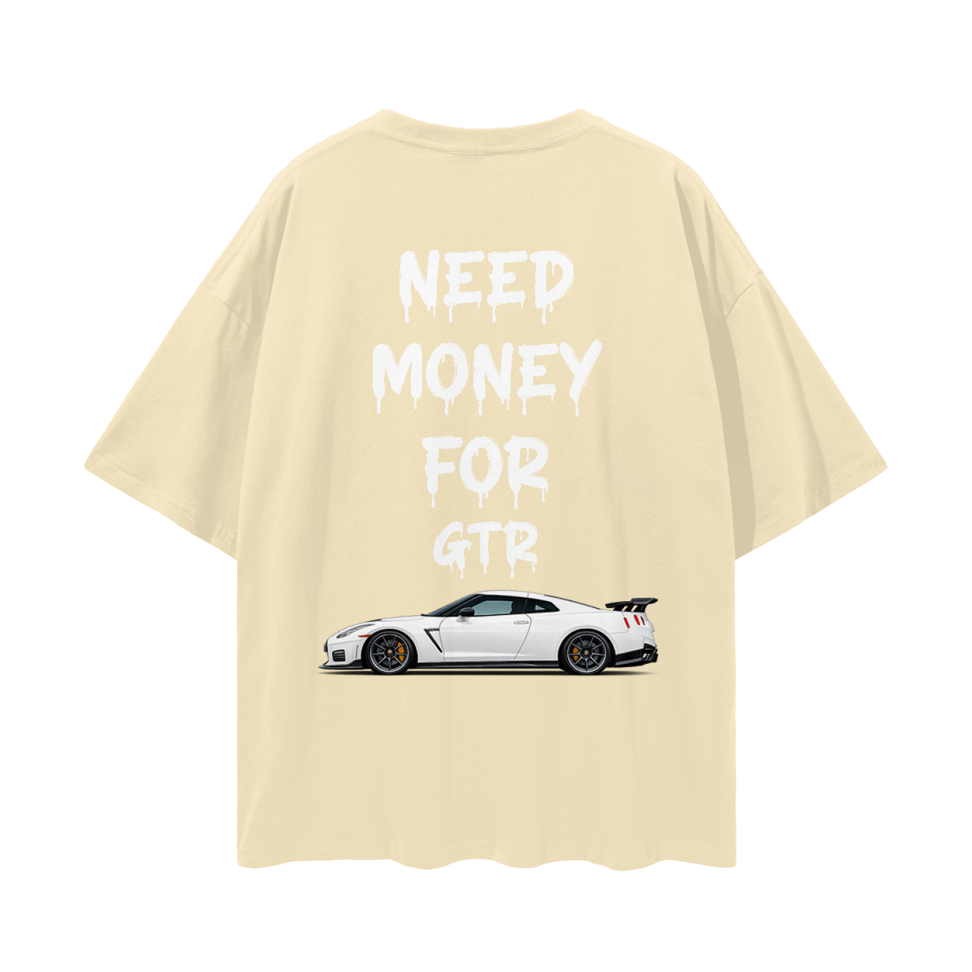 NEED MONEY FOR GTR R35 Streetwear Loose Drop Shoulder T-Shirt