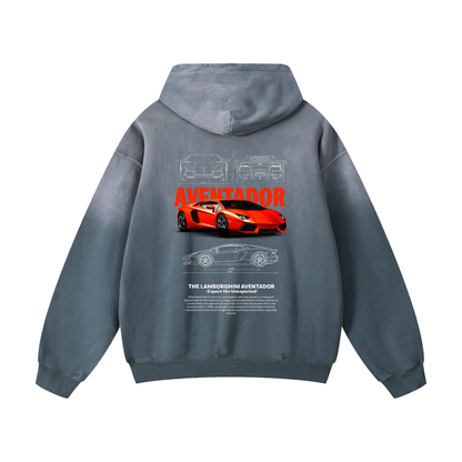 RED AVENTADOR Heavyweight Sunfade Oversized Hoodie