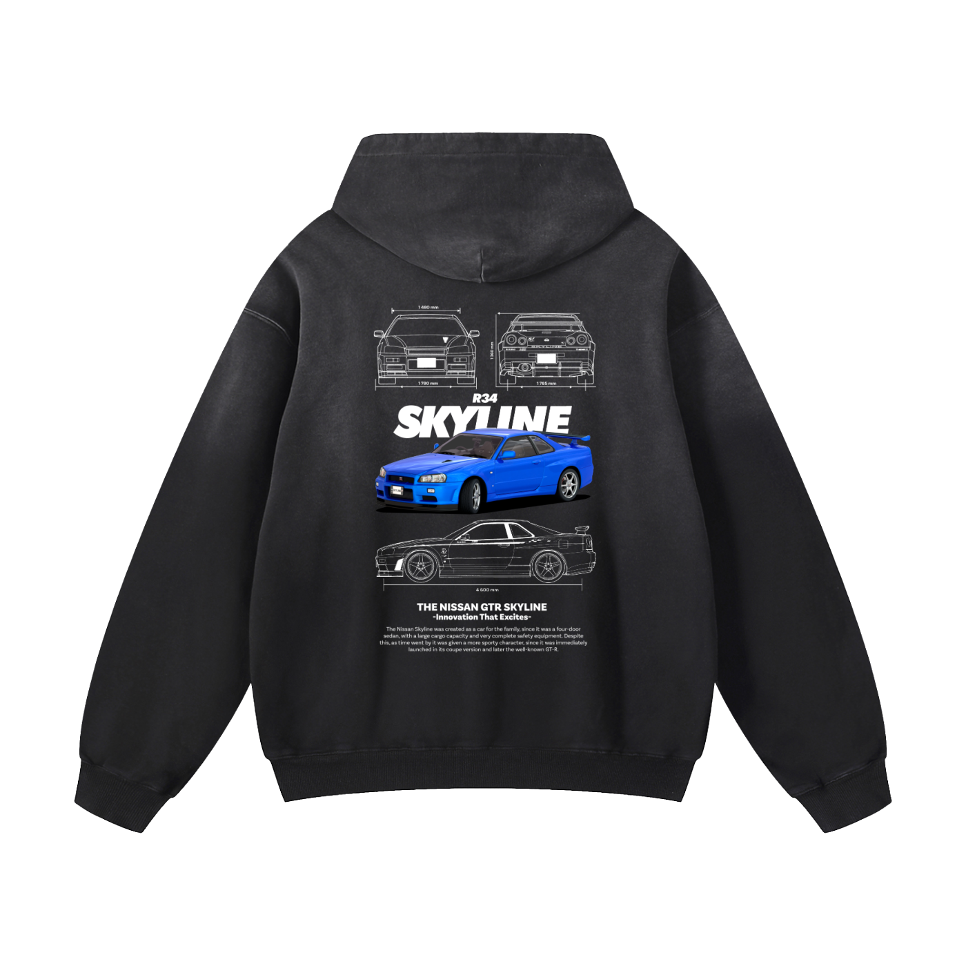 BLUE SKYLINE Heavyweight Sunfade Oversized Hoodie