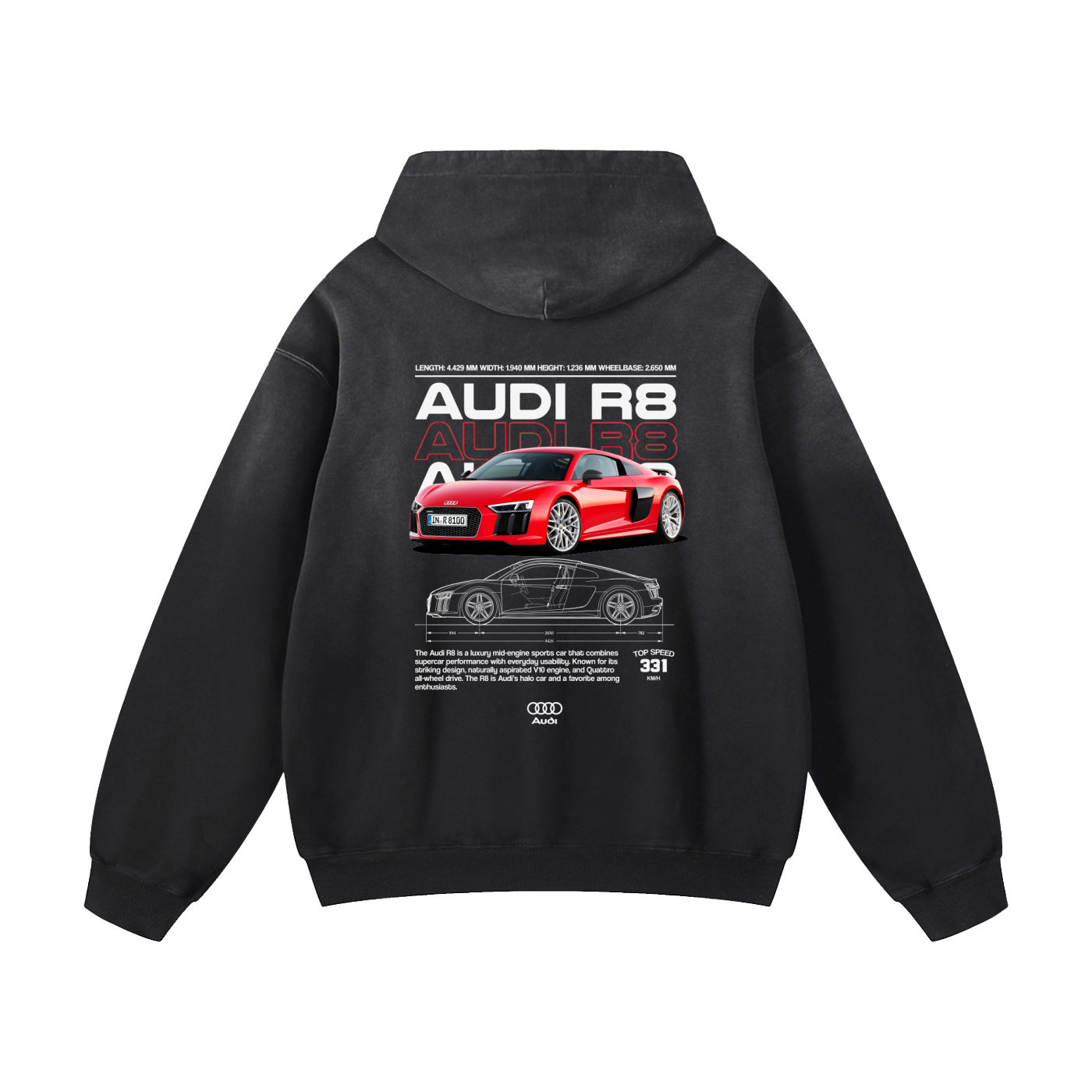RED R8 Heavyweight Sunfade Oversized Hoodie
