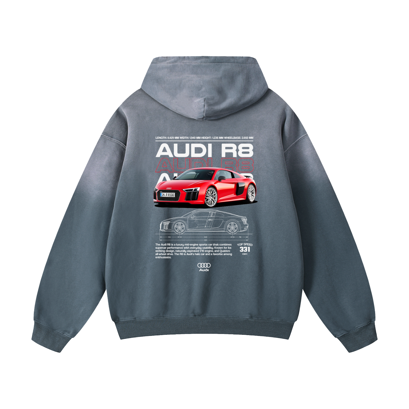 RED R8 Heavyweight Sunfade Oversized Hoodie