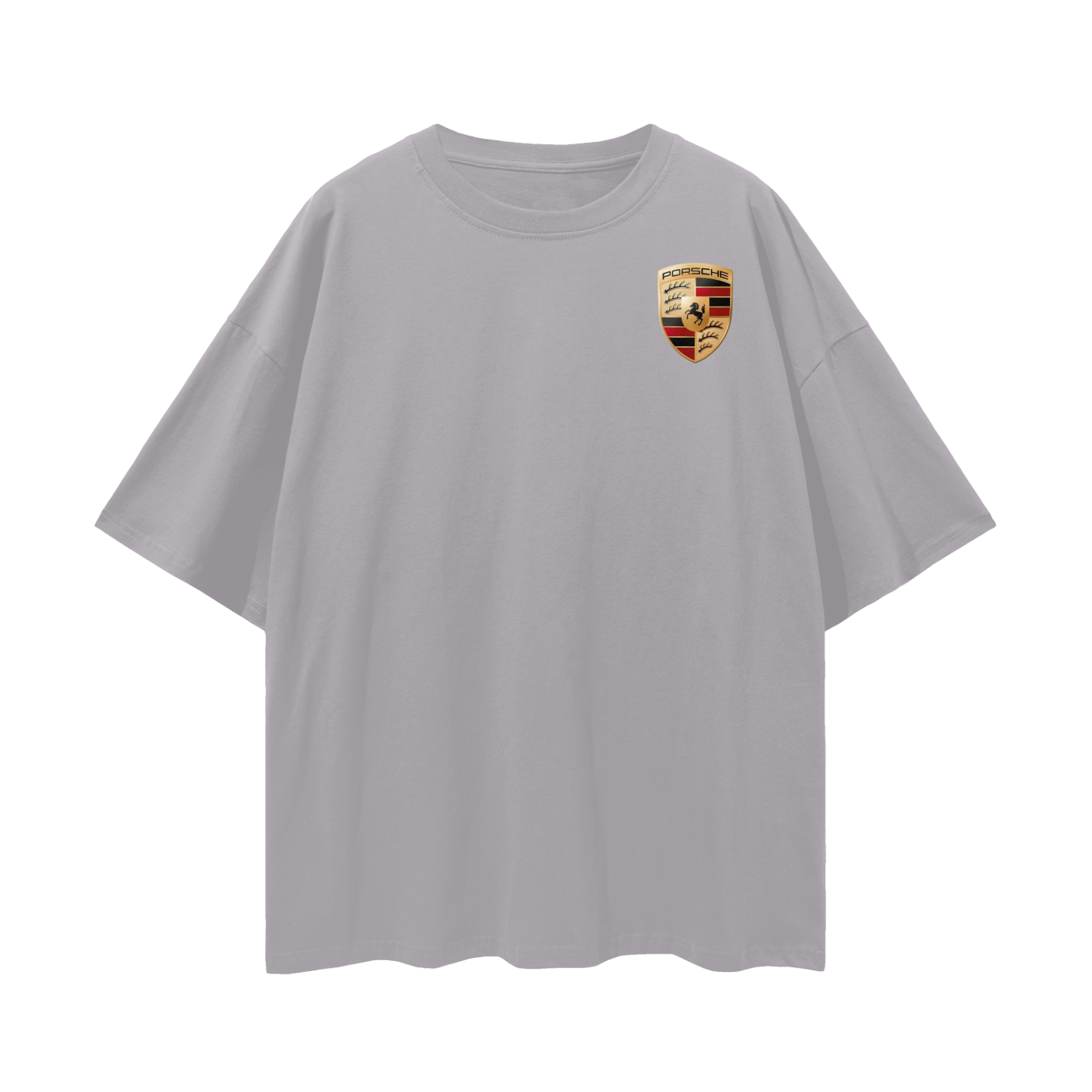 NEED MONEY FOR PORSCHE LOGO FRONT Streetwear Loose Drop Shoulder T-Shirt