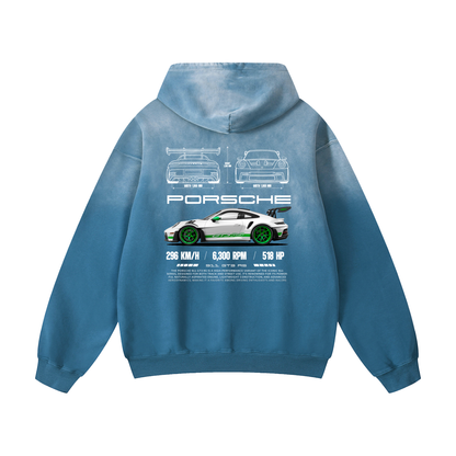 WHITE GREEN 911 Heavyweight Sunfade Oversized Hoodie