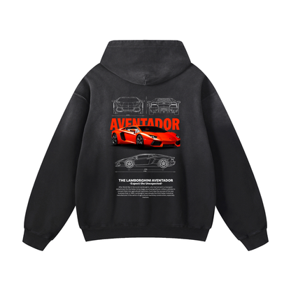 RED AVENTADOR Heavyweight Sunfade Oversized Hoodie