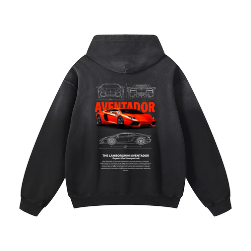 RED AVENTADOR Heavyweight Sunfade Oversized Hoodie