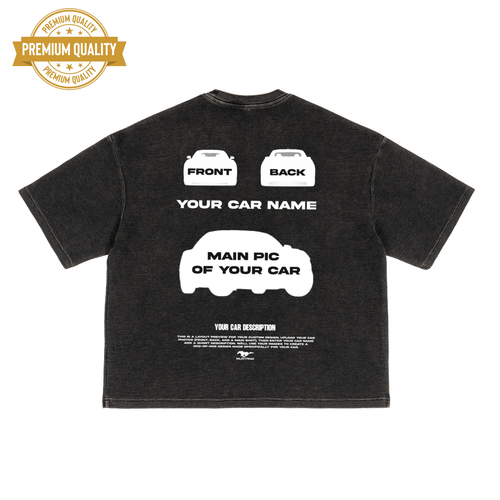 Personalized Car Textured Waffle Washed Boxy T-Shirt