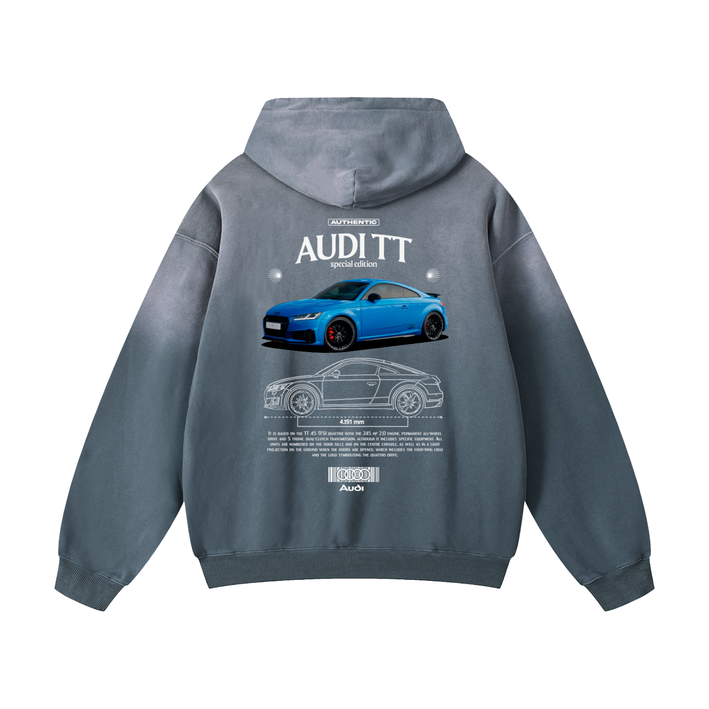 BLUE R8 Heavyweight Sunfade Oversized Hoodie