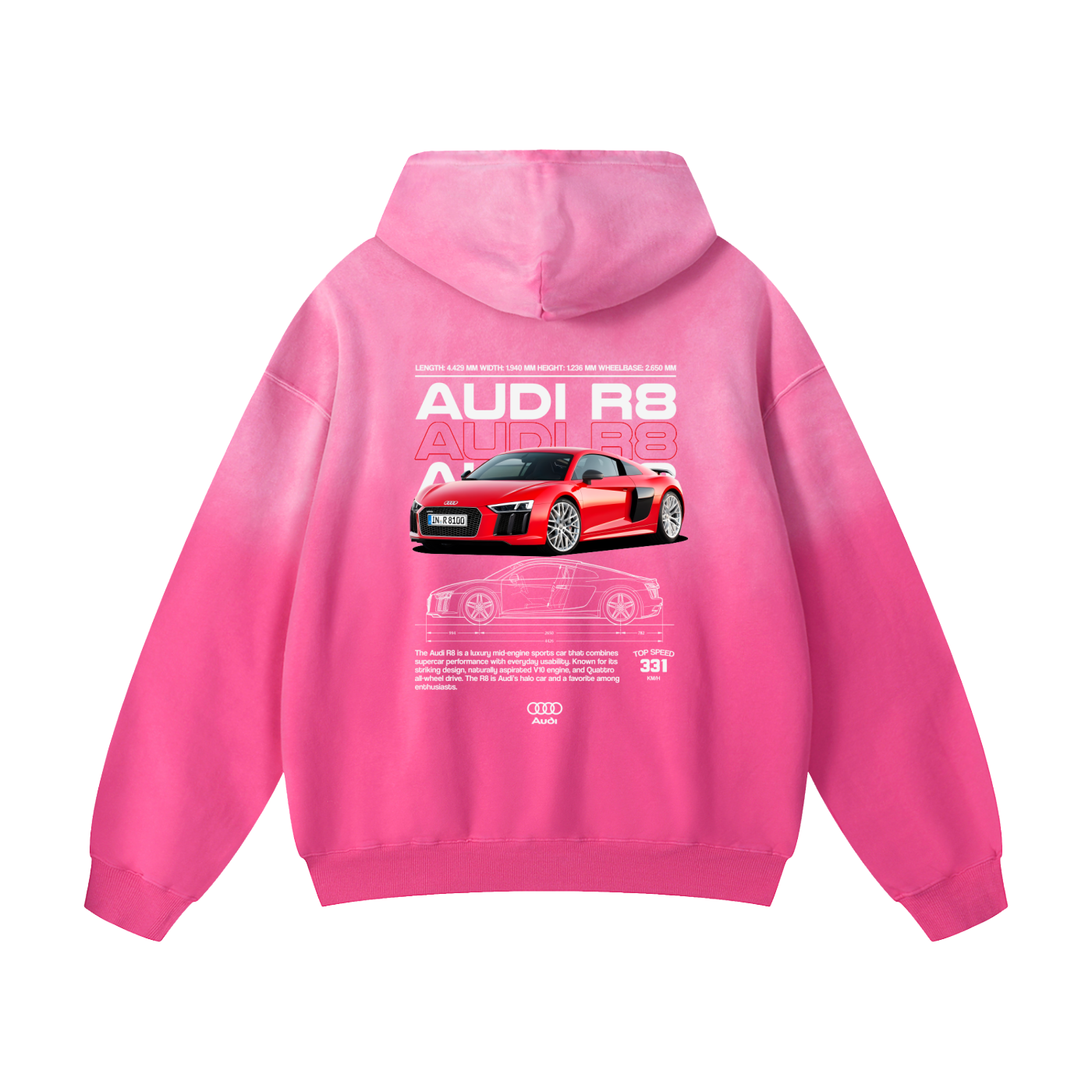 RED R8 Heavyweight Sunfade Oversized Hoodie