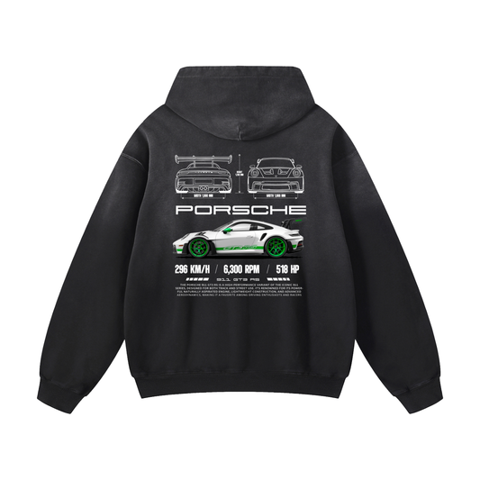 WHITE GREEN 911 Heavyweight Sunfade Oversized Hoodie