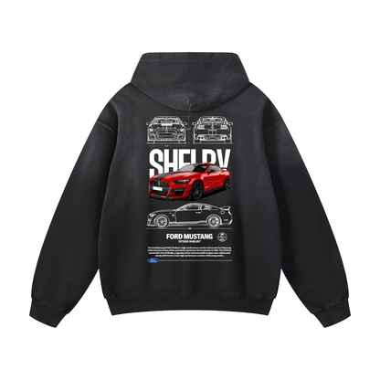 RED SHELLBY GT 500 Heavyweight Sunfade Oversized Hoodie