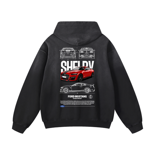 RED SHELLBY GT 500 Heavyweight Sunfade Oversized Hoodie