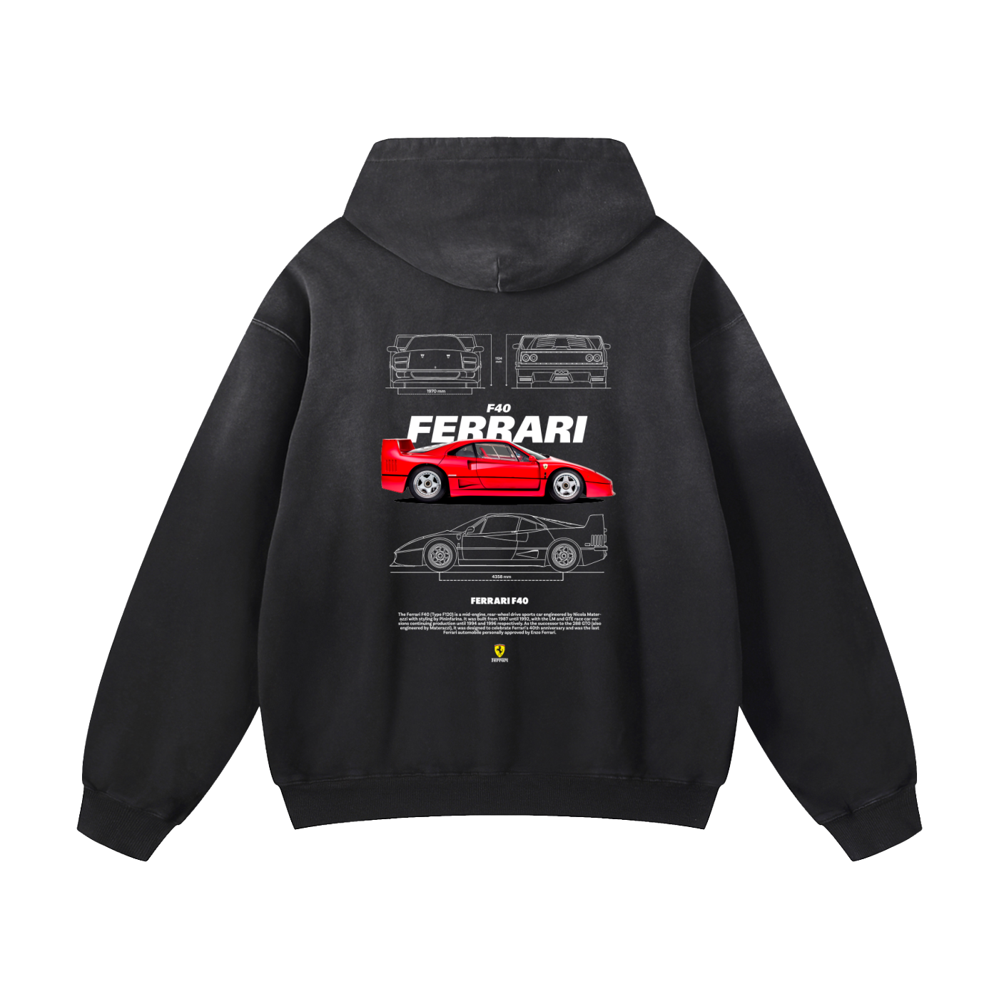 RED F40 Heavyweight Sunfade Oversized Hoodie