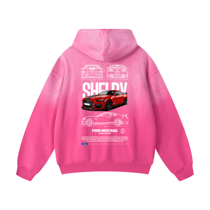 RED SHELLBY GT 500 Heavyweight Sunfade Oversized Hoodie