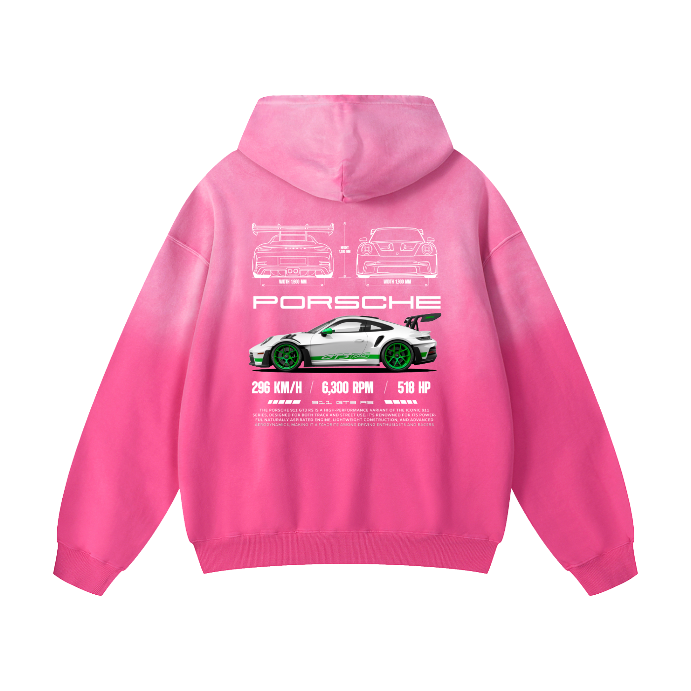 WHITE GREEN 911 Heavyweight Sunfade Oversized Hoodie