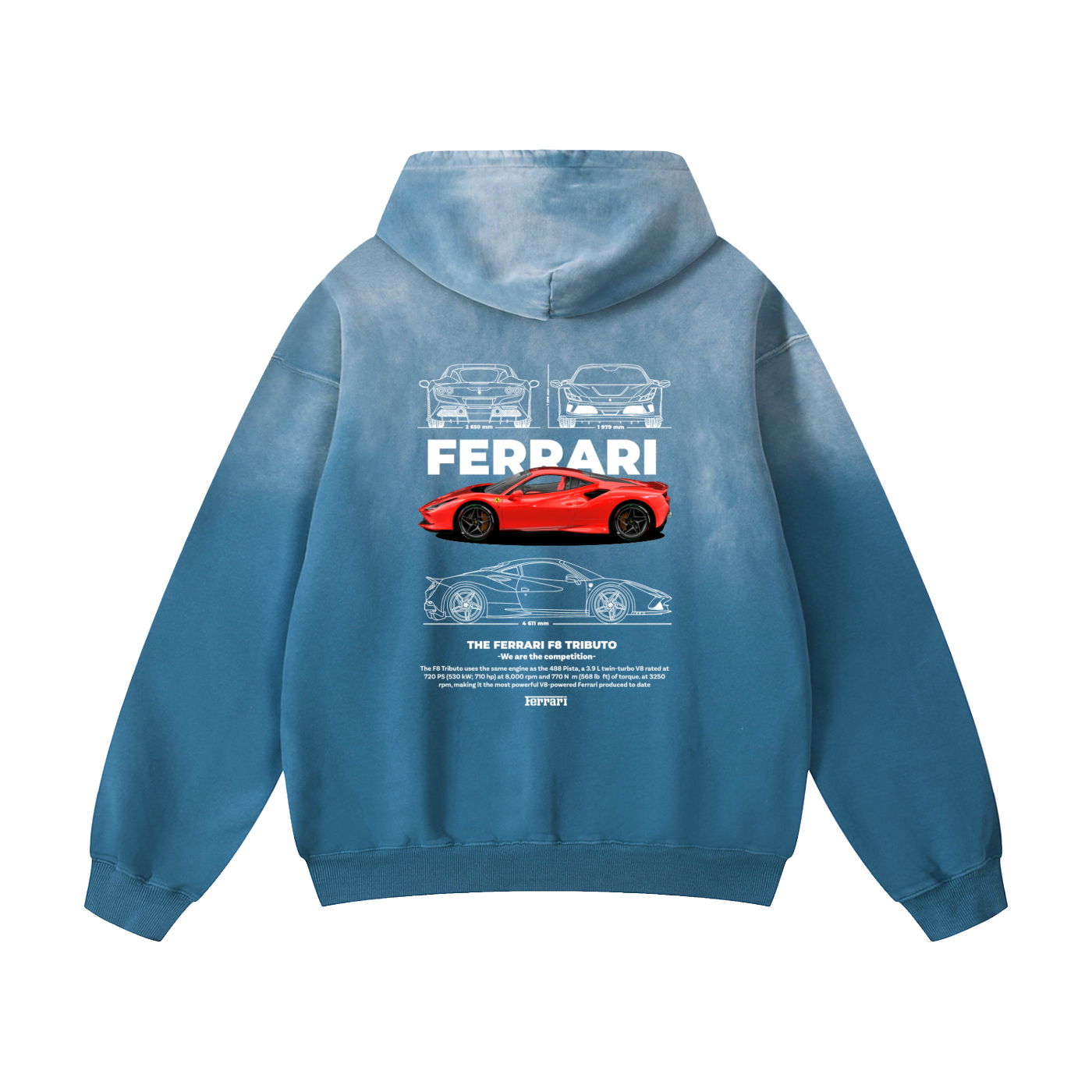 RED F8 Heavyweight Sunfade Oversized Hoodie