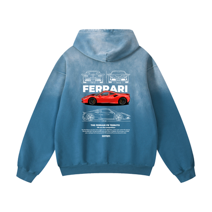 RED F8 Heavyweight Sunfade Oversized Hoodie