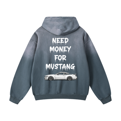 NEED MONEY FOR MUSTANG Heavyweight Sunfade Oversized Hoodie