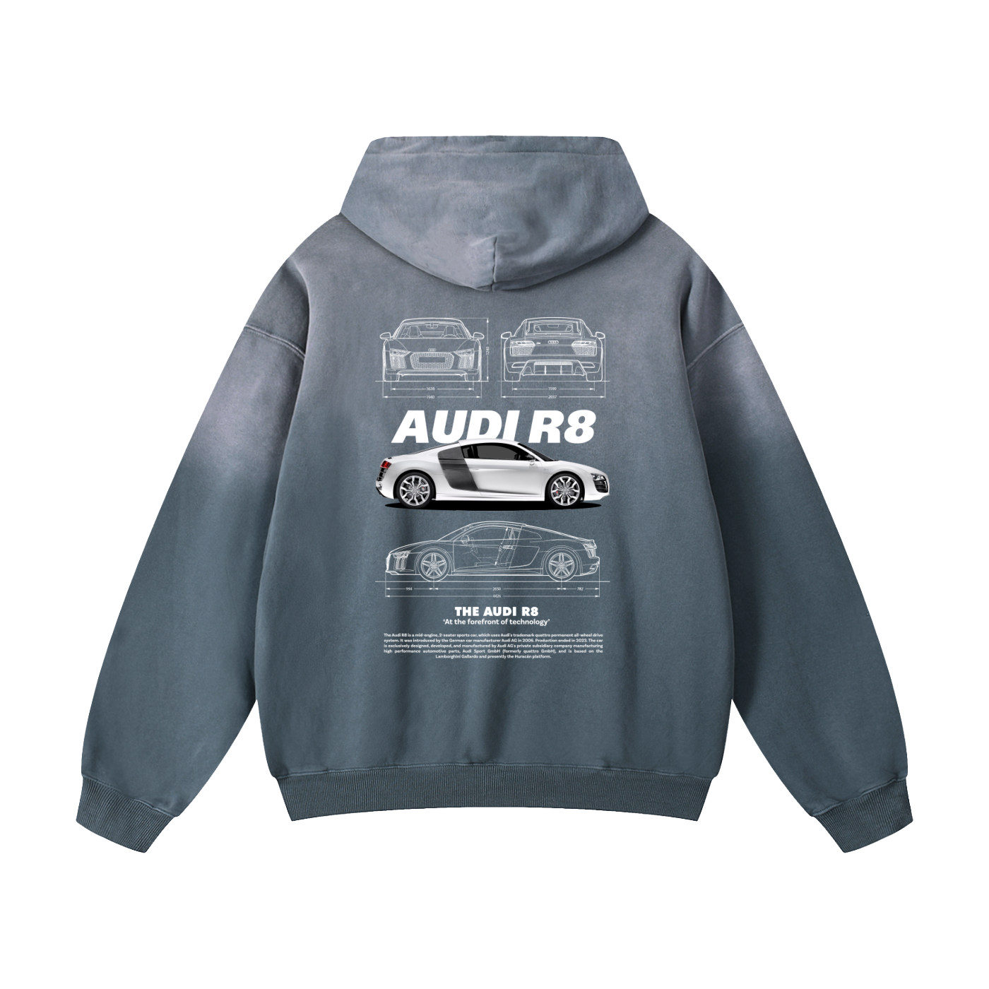 WHITE R8 Heavyweight Sunfade Oversized Hoodie
