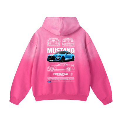 BLUE SHELLBY GT500 Heavyweight Sunfade Oversized Hoodie
