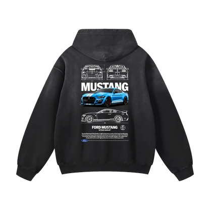 BLUE SHELLBY GT500 Heavyweight Sunfade Oversized Hoodie