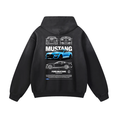 BLUE SHELLBY GT500 Heavyweight Sunfade Oversized Hoodie