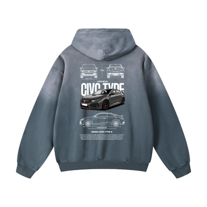 HONDA CIVIC TYPE R Heavyweight Sunfade Oversized Hoodie