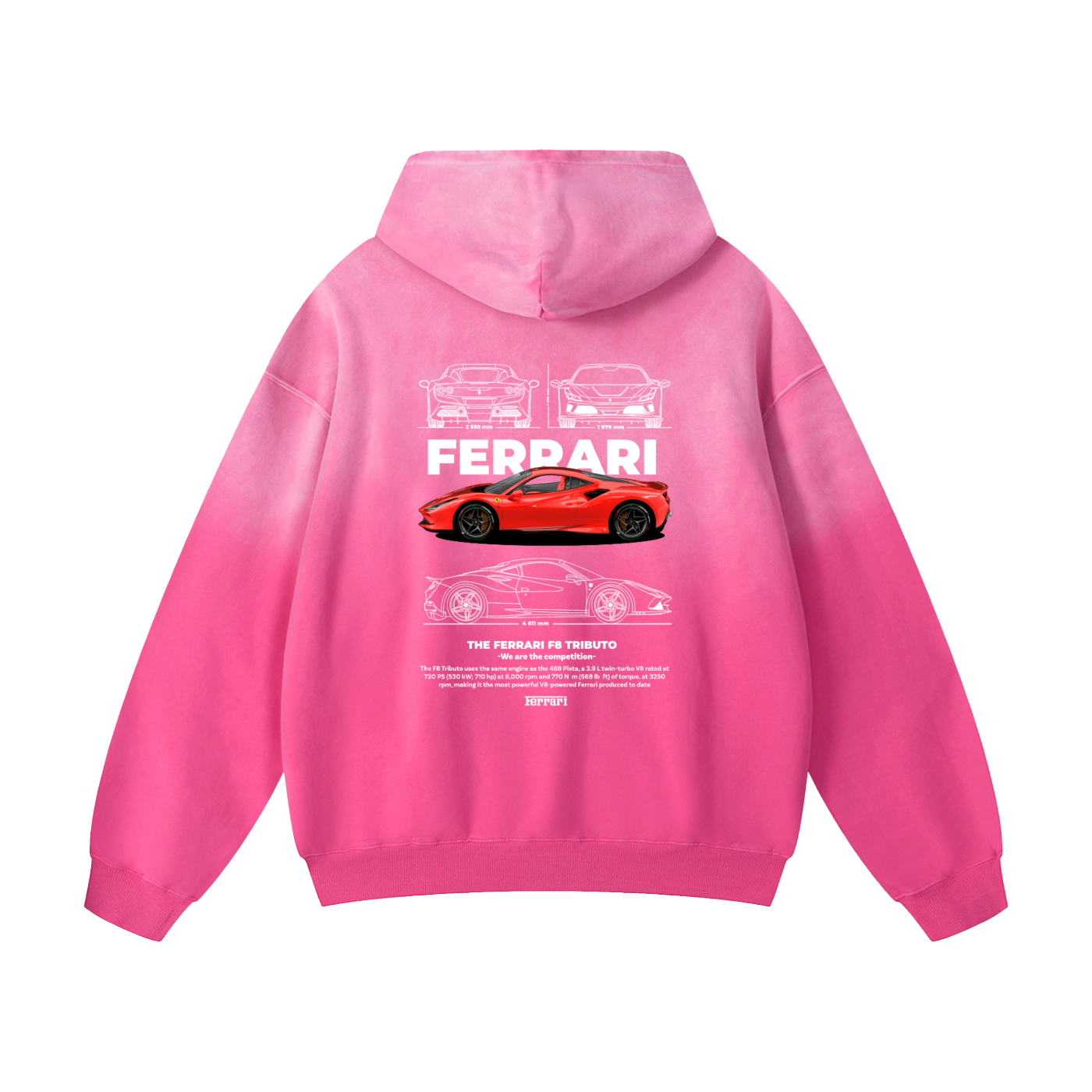 RED F8 Heavyweight Sunfade Oversized Hoodie