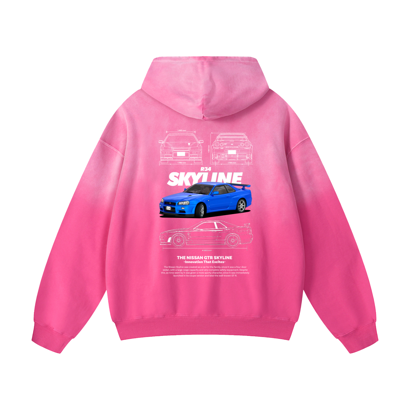 BLUE SKYLINE Heavyweight Sunfade Oversized Hoodie